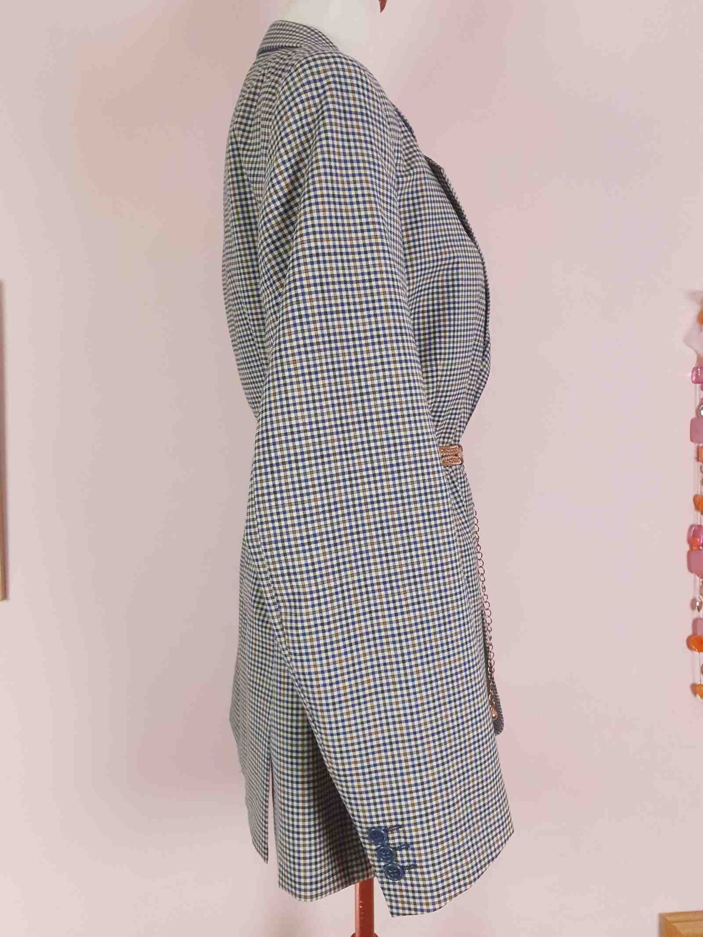 Vintage 90s Wool Check Jacket Italian Blazer Oversize