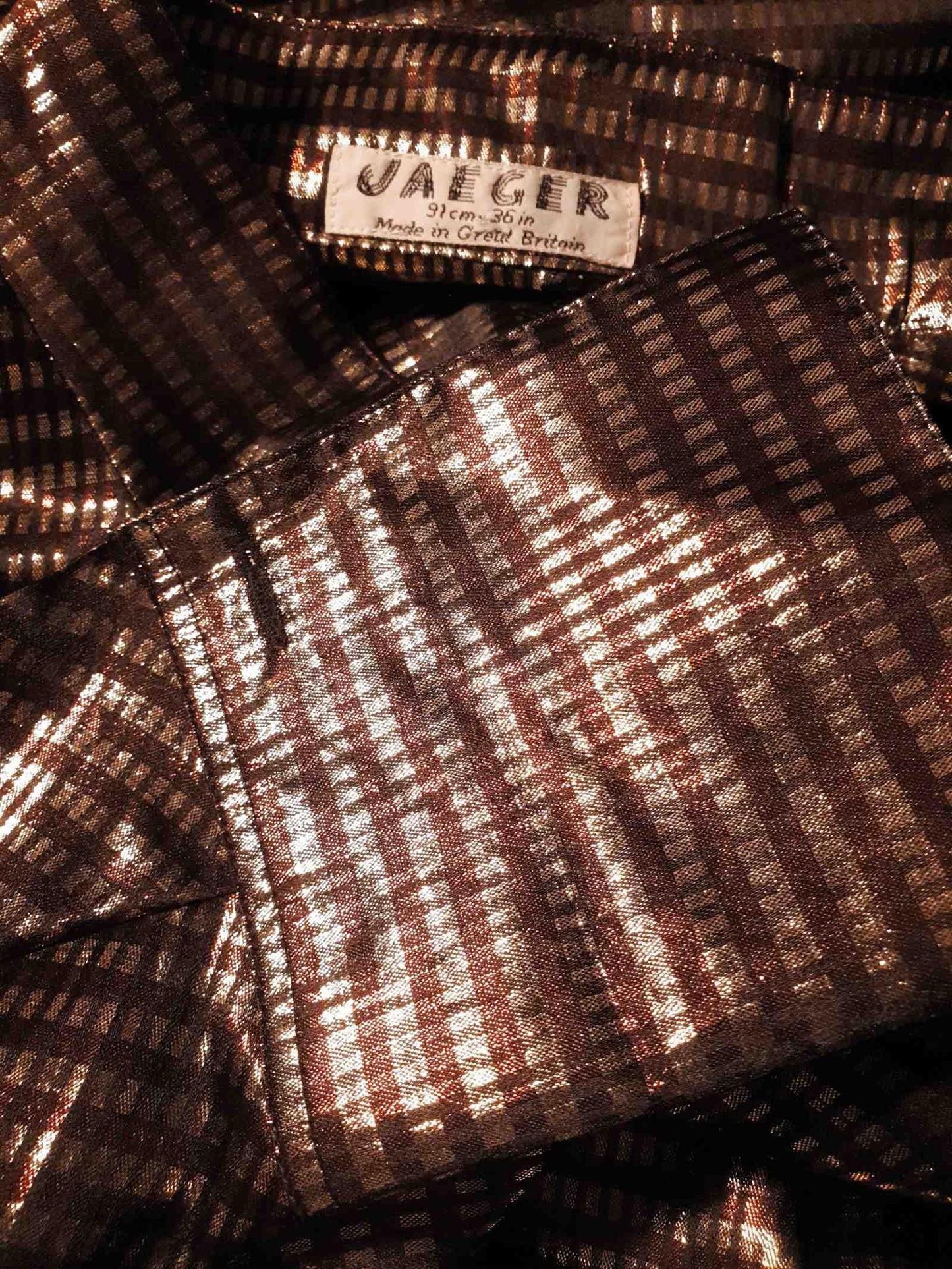 English Classics - Vintage 1980s Jaeger Bronze Metallic Check Oversize Party Top