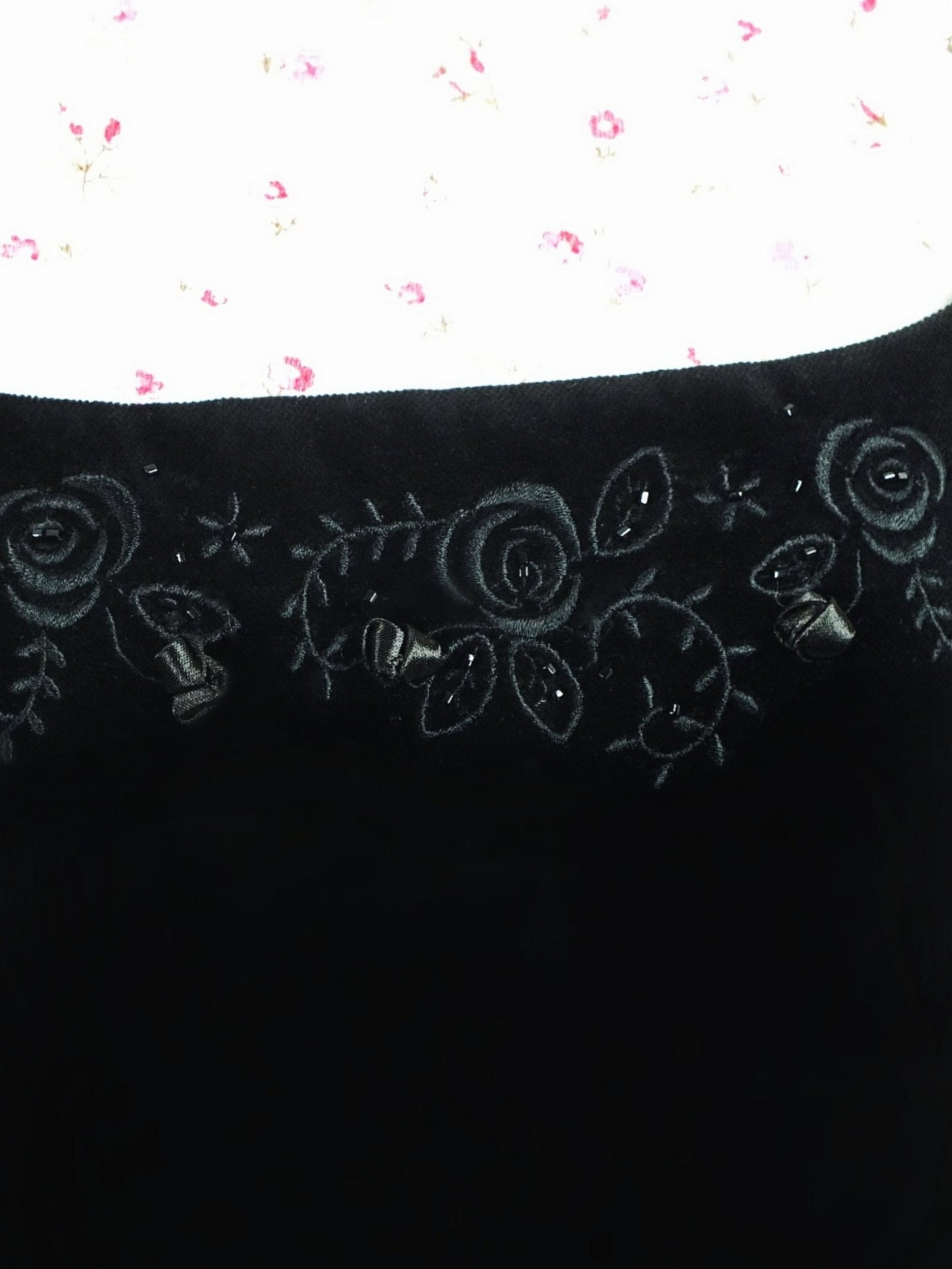 Vintage Laura Ashley Black Velvet Embroidered Dress - Size 12/14 LBD