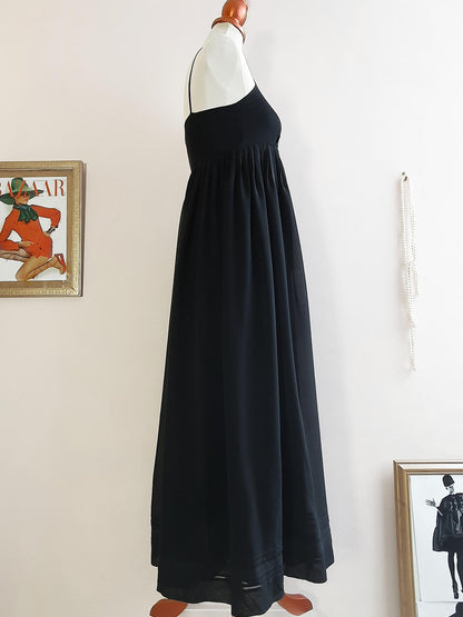 English Classics - Vintage Laura Ashley Black Silk Dress - Size 10