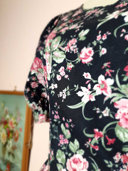 English Classics - 1980s Vintage Laura Ashley Floral Dress - Size 12