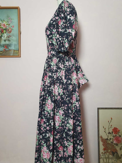English Classics - 1980s Vintage Laura Ashley Floral Dress - Size 12