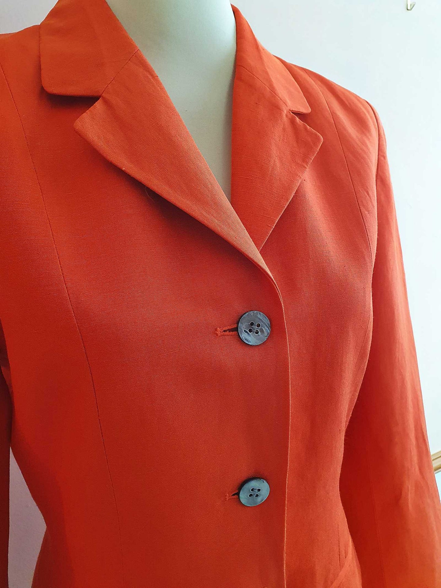Vintage Laura Ashley Orange Jacket Blazer Silk & Linen - Size 8