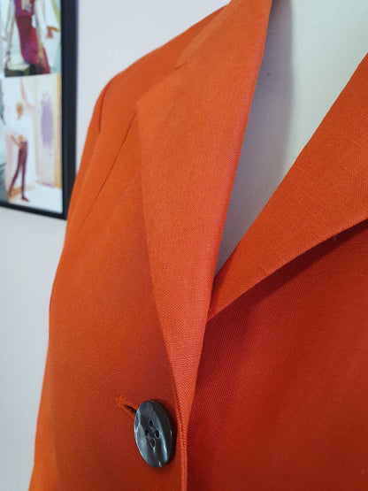 Vintage Laura Ashley Orange Jacket Blazer Silk & Linen - Size 8