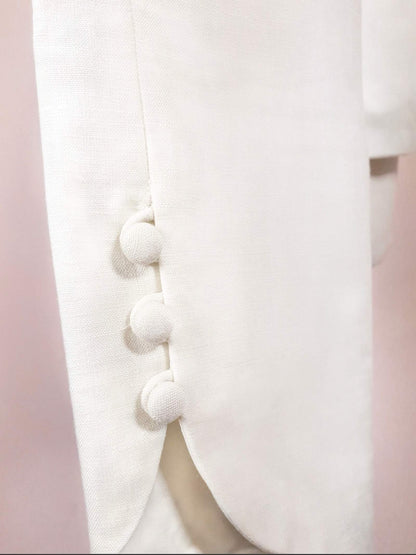 English Classics - Chic 1980s Laura Ashley Cream Linen Jacket - Size 14