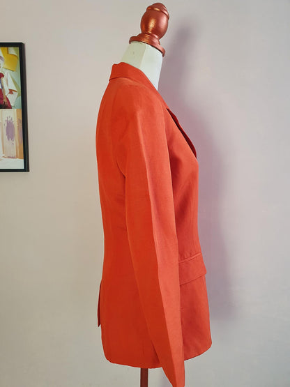 Vintage Laura Ashley Orange Jacket Blazer Silk & Linen - Size 8