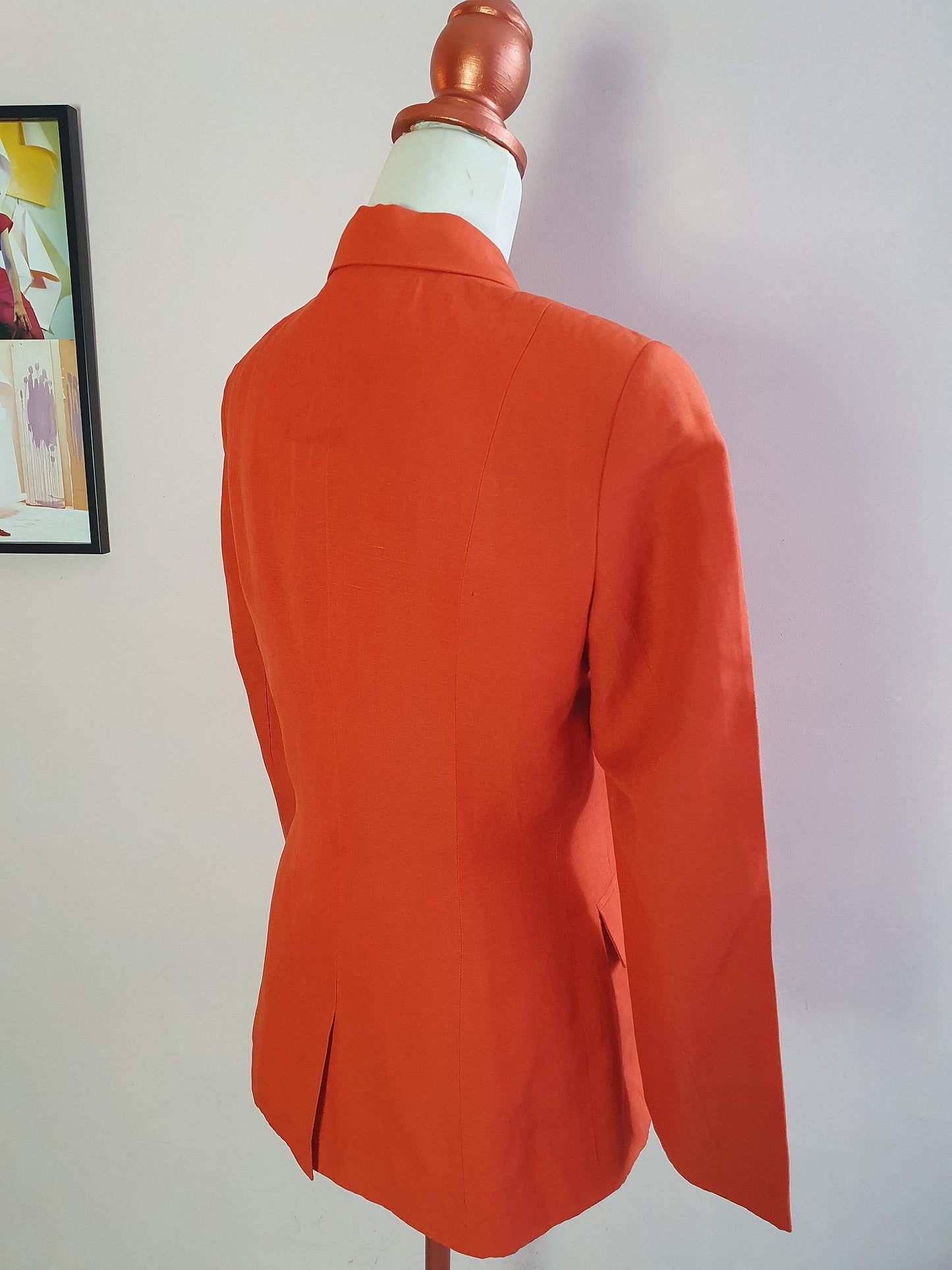 Vintage Laura Ashley Orange Jacket Blazer Silk & Linen - Size 8