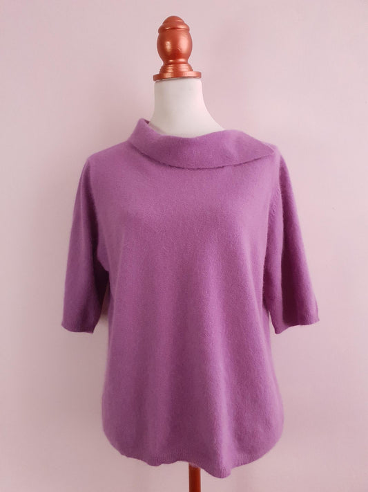 Vintage Laura Ashley Lilac Jumper 1990s Lambswool Angora Size 18 Oversized