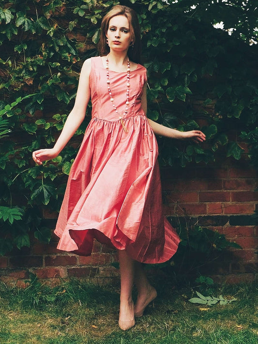 Vintage 1980s Romantic Laura Ashley Pink Silk Dress - English Classics Size 14