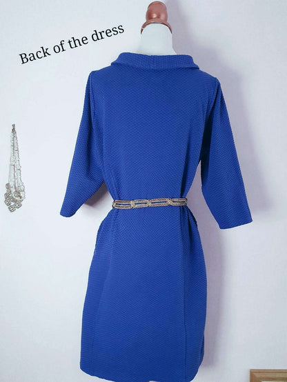 Vintage Laura Ashley Blue Dress Midi - Size 16