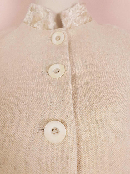 Vintage Laura Ashley Cream Suit Skirt Jacket Set Size 10