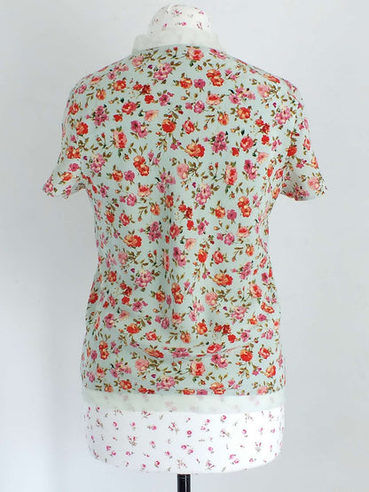 English Classics - Vintage Laura Ashley Floral Rose Silk & Chiffon Top - Size 10