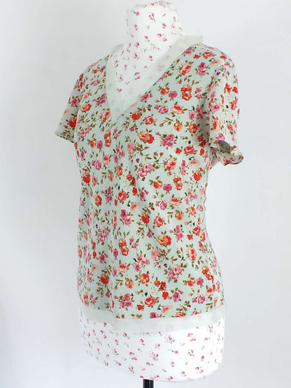 English Classics - Vintage Laura Ashley Floral Rose Silk & Chiffon Top - Size 10