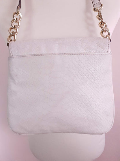 Vintage Michael Kors Cream Leather Handbag Alligator Print Crossbody Bag