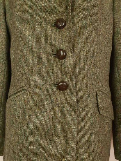 Vintage Mulberry Green Wool Jacket Size 12/14 1990s Oversize Equestrian