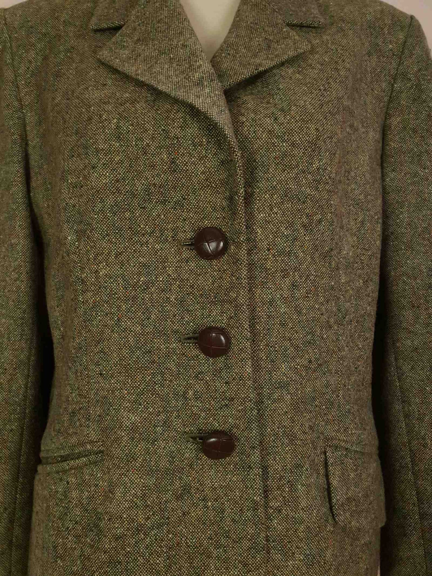 Vintage Mulberry Green Wool Jacket Size 12/14 1990s Oversize Equestrian