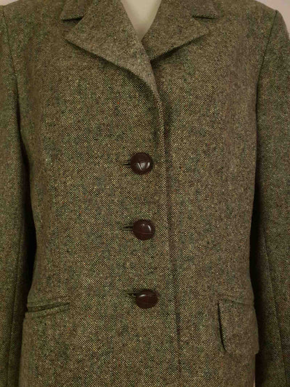 Vintage Mulberry Green Wool Jacket Size 12/14 1990s Oversize Equestrian
