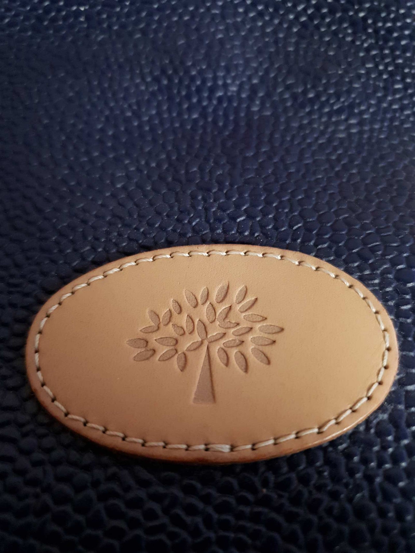 Vintage Mulberry Navy Blue Scotchgrain Hellier Carry Tote Handbag - English Classics