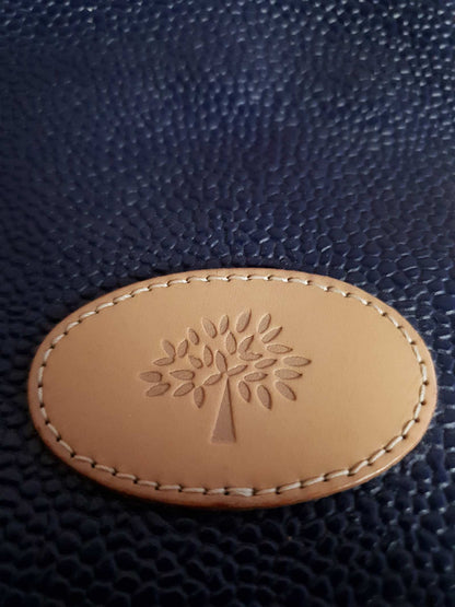 Vintage Mulberry Navy Blue Scotchgrain Hellier Carry Tote Handbag - English Classics