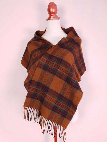 Vintage Mulberry Lambswool Plaid Scarf Tartan Check 1990s