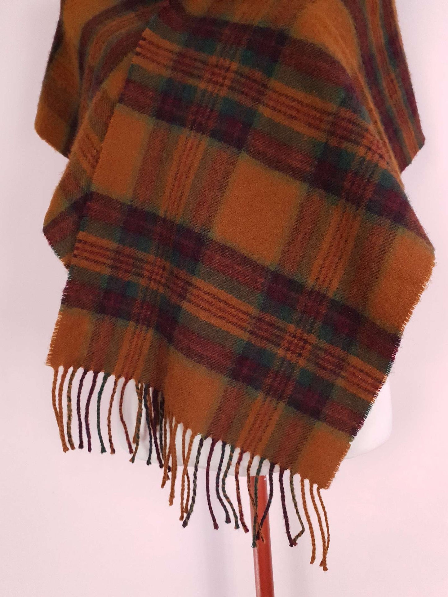 Vintage Mulberry Lambswool Plaid Scarf Tartan Check 1990s