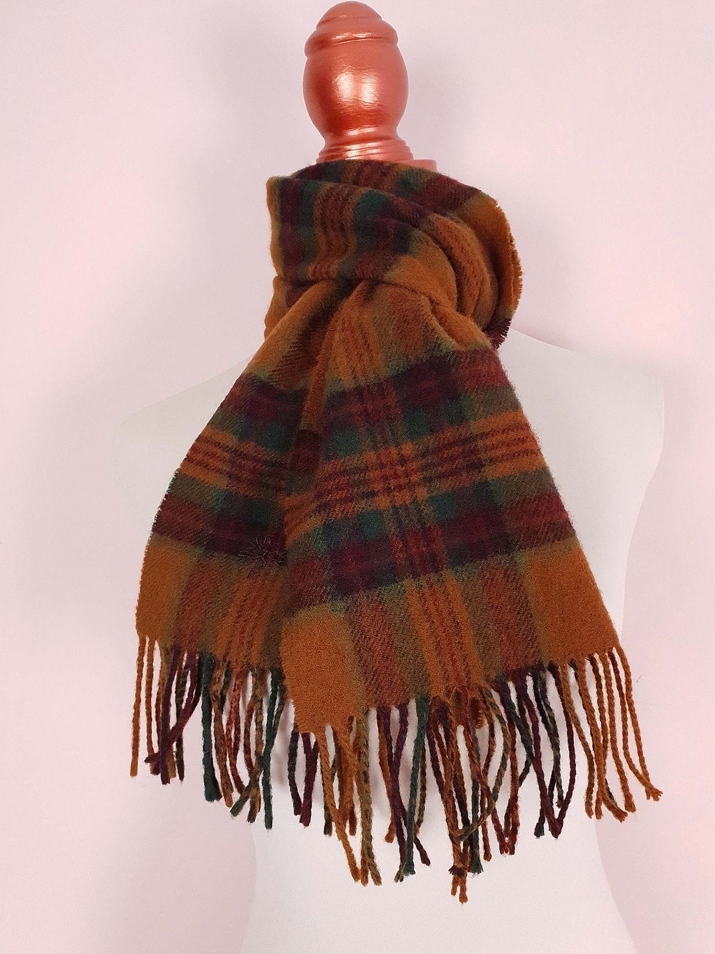 Vintage Mulberry Lambswool Plaid Scarf Tartan Check 1990s
