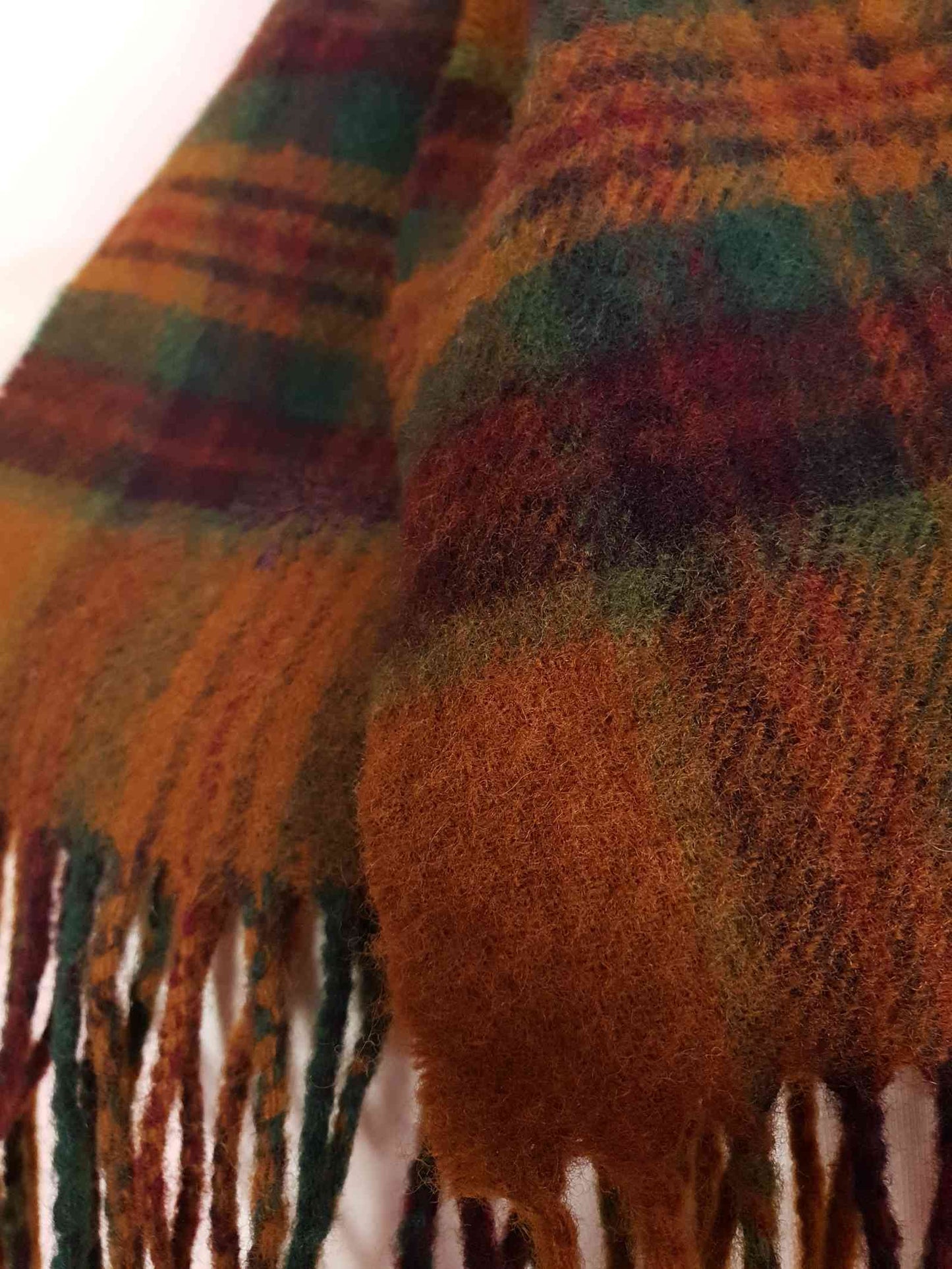 Vintage Mulberry Lambswool Plaid Scarf Tartan Check 1990s