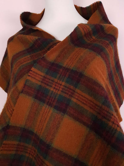 Vintage Mulberry Lambswool Plaid Scarf Tartan Check 1990s