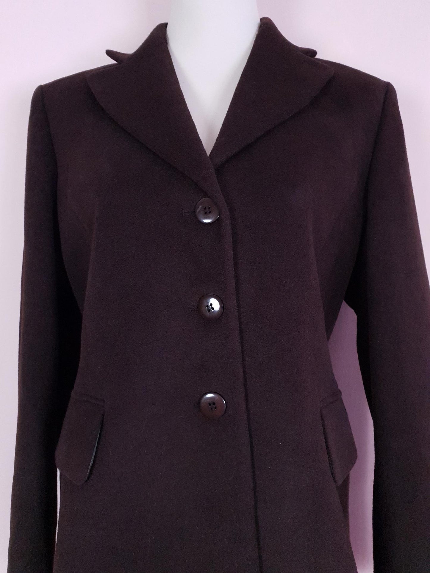 Vintage 1990s Mulberry Brown Wool Jacket Cashmere Angora Size 14