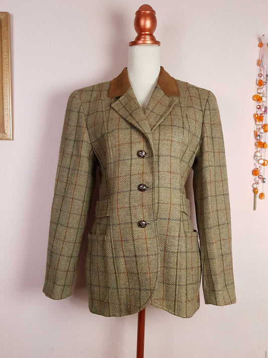 English Classics - Pre-Loved Mulberry Plaid Wool Equestrian Country Jacket - Size 14
