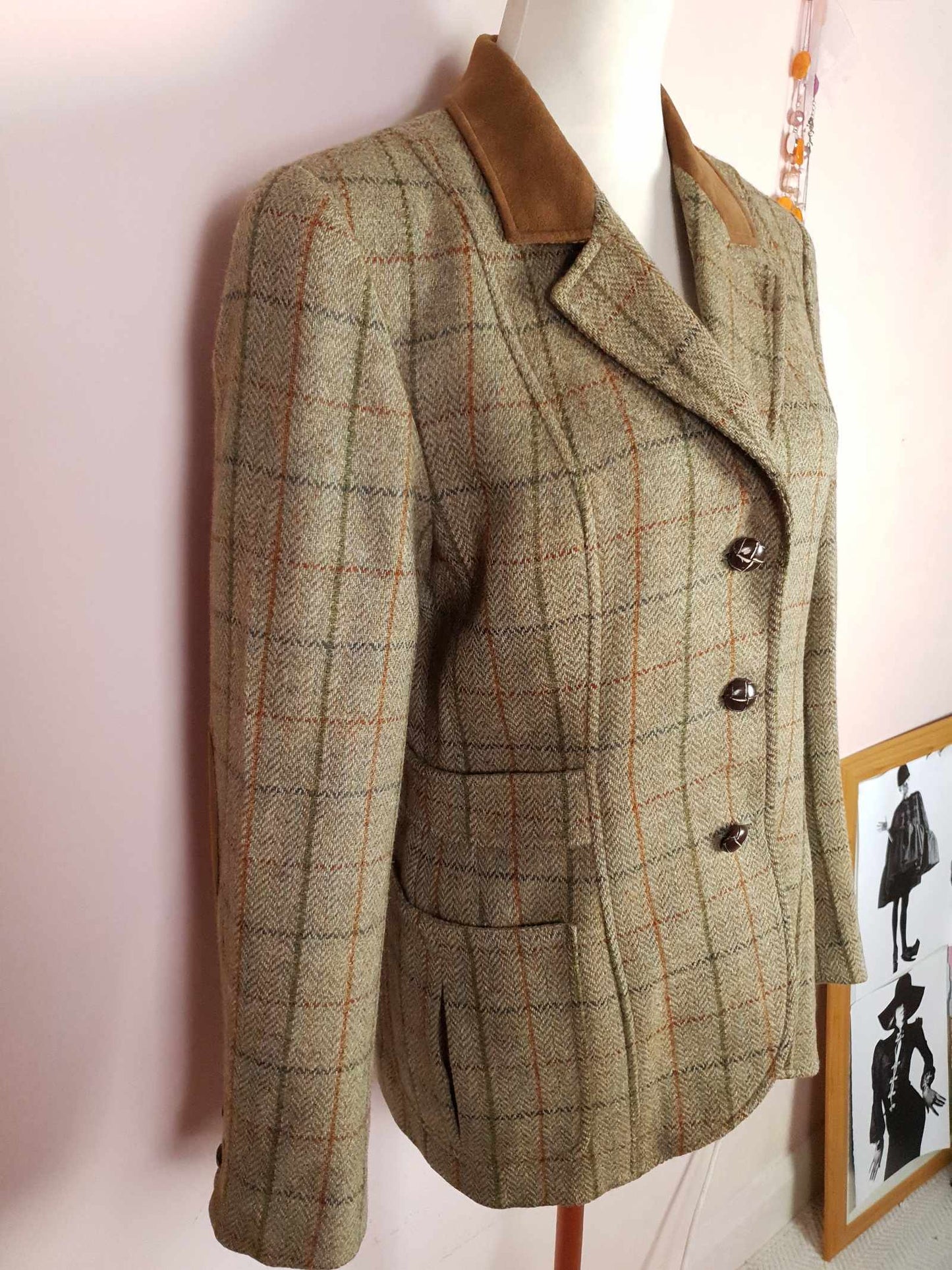 English Classics - Pre-Loved Mulberry Plaid Wool Equestrian Country Jacket - Size 14