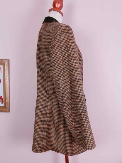 Vintage Mulberry Houndstooth Check Wool Jacket 1990s - Size 14