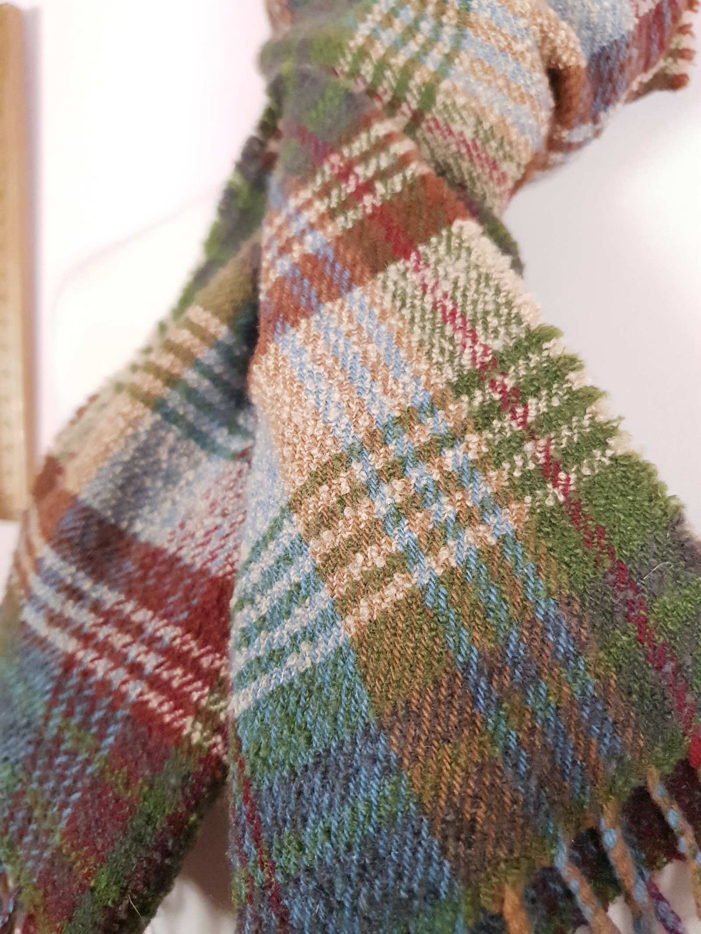 Vintage Mulberry Plaid Wool Scarf 1990s Tartan Check Lambswool