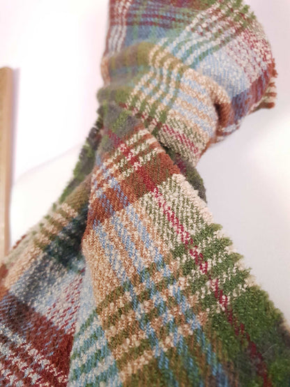 Vintage Mulberry Plaid Wool Scarf 1990s Tartan Check Lambswool