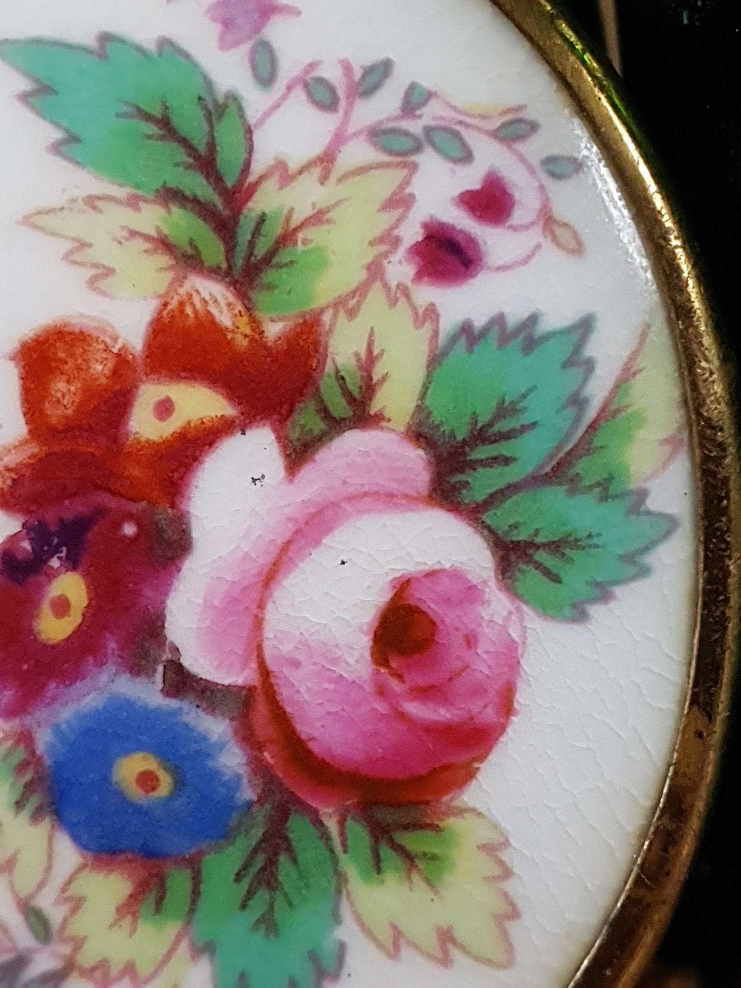 Vintage Royal Worcester Flower Brooch Pin 1950s Bone China Floral Hand Painted