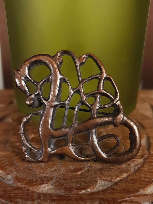 Vintage 1970s Viking Dragon Copper Brooch VTG Scandi Bronze British Museum Signed