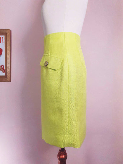 Vintage 1980s Lime Green Mini Skirt - Size 6