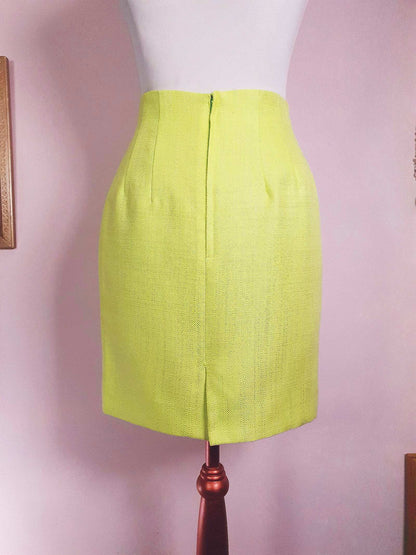 Vintage 1980s Lime Green Mini Skirt - Size 6