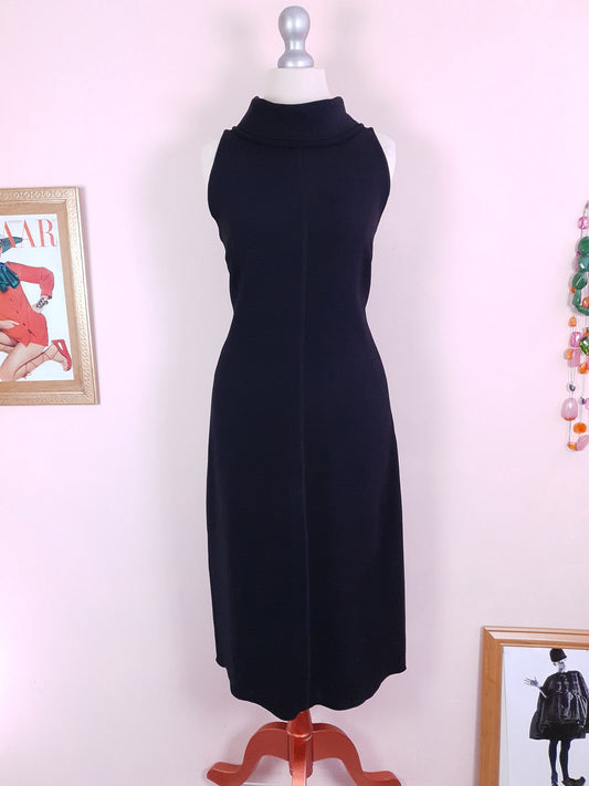 Vintage Black Prada Dress 90s Midi LBD - Size 12