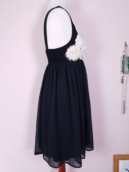 Vintage Black & White Baby Doll Mini Dress 90s Size 8 Fit & Flare