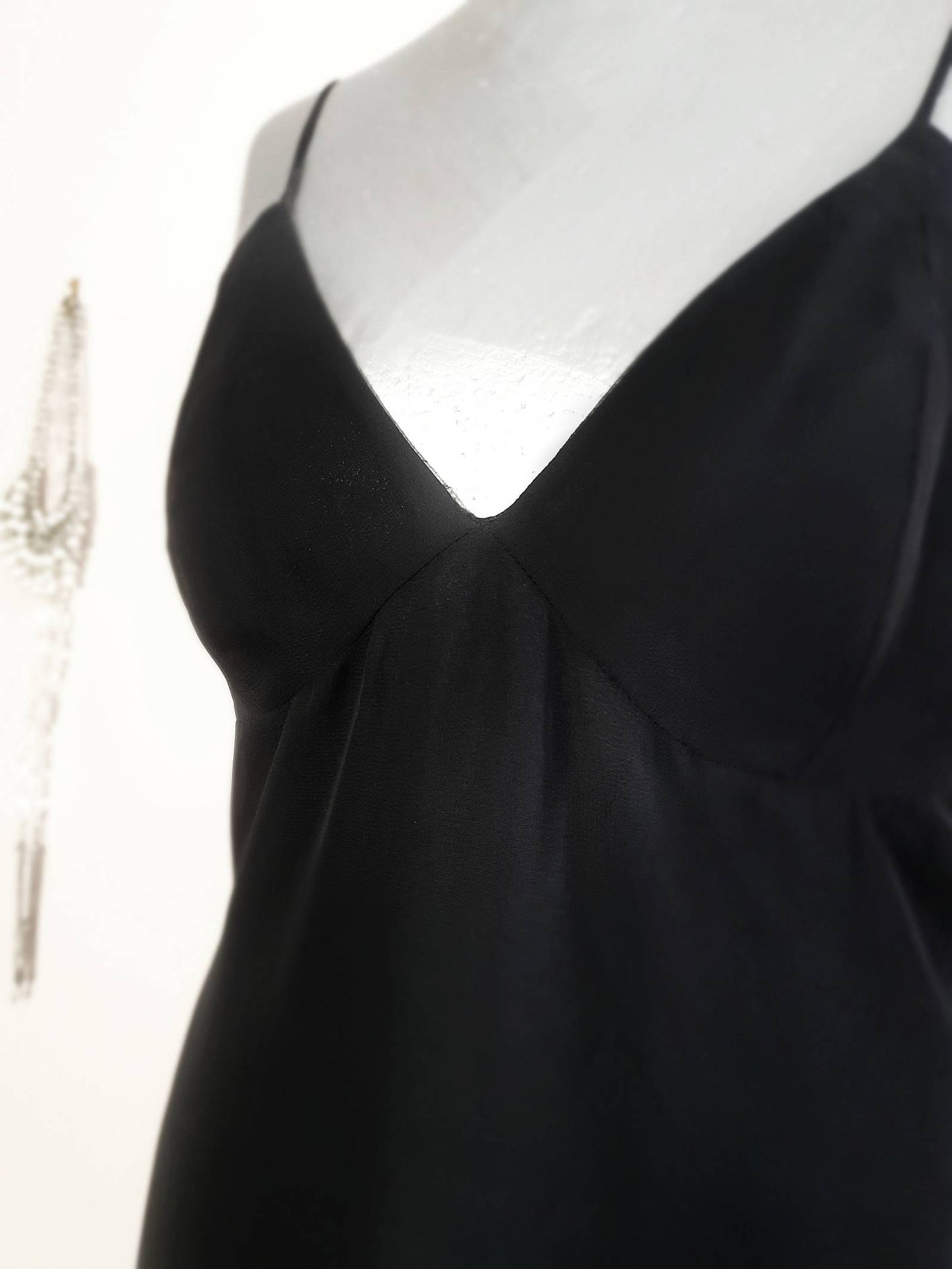 Vintage 1990s Black Chiffon Tassel Party Dress - Size 10