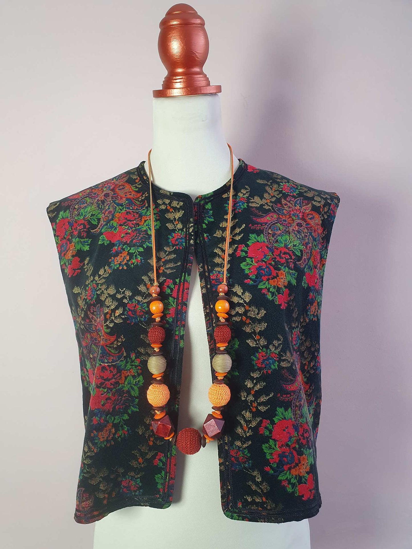 1980s Vintage Jaeger Paisley & Rose Waistcoat - English Classics Size 14