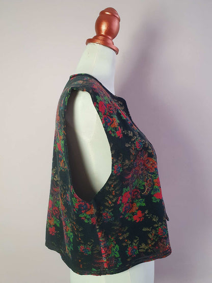 1980s Vintage Jaeger Paisley & Rose Waistcoat - English Classics Size 14