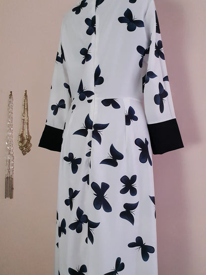 Vintage 1980s Butterfly Long Party Dress - Size 8/10