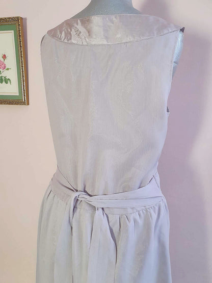Vintage Grey Party Dress Chiffon Sequin Floaty Evening Cocktail  - Size 12