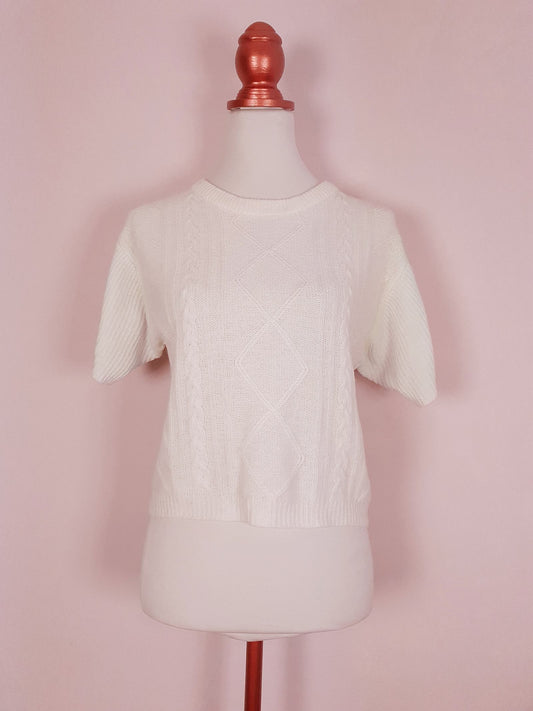 Vintage Cream Lambswool Angora Jumper Pullover Knit Top Size 10/12