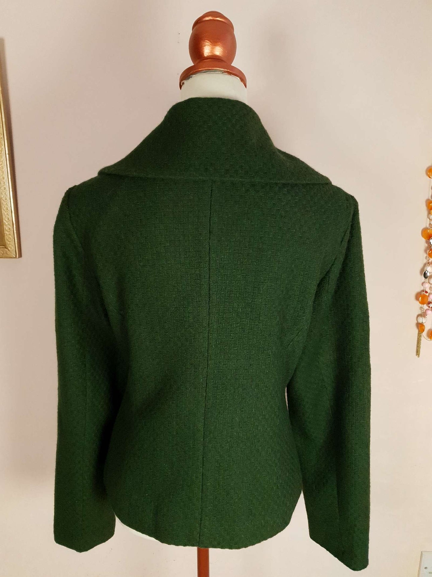 Vintage 90s Green Wool Jacket - Women's Size 12/14 50s style