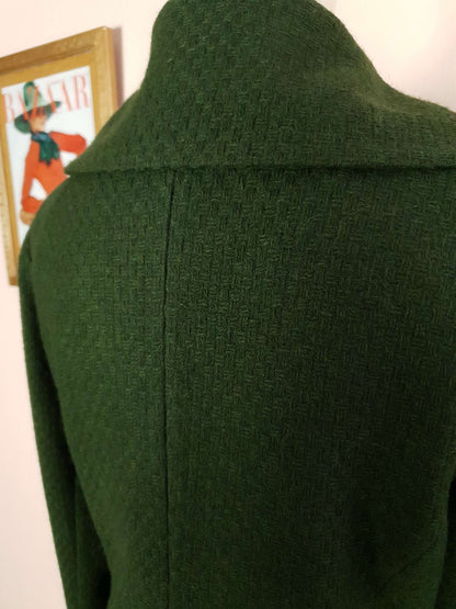 Vintage 90s Green Wool Jacket - Women's Size 12/14 50s style