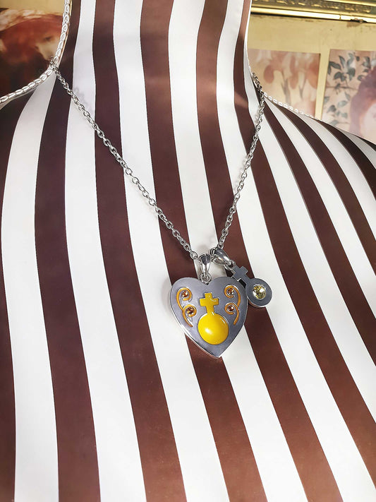 Vintage Heart Charm Rhinestone Necklace Y2K Venus