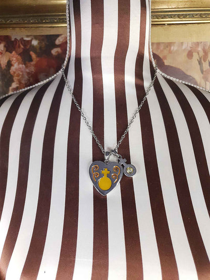 Vintage Heart Charm Rhinestone Necklace Y2K Venus